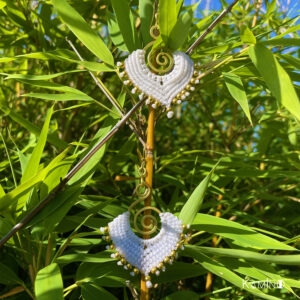 Boucles d'oreilles macramé, blanc