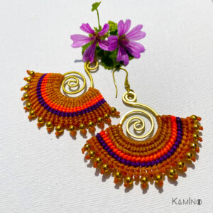 Boucles d'oreilles macramé grande taille orange