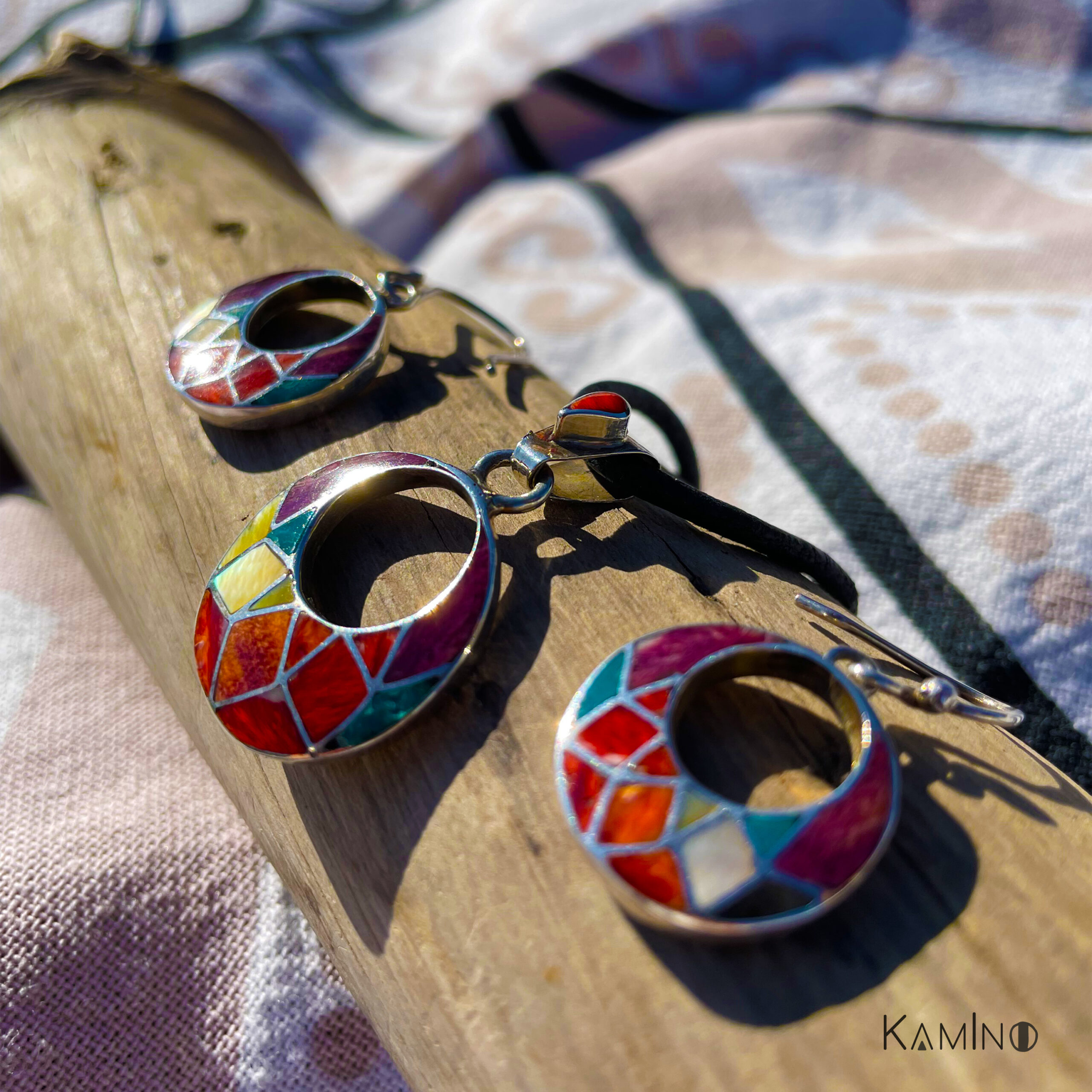 Pendentif seul, corail multicolore, argent 950 - Image 2