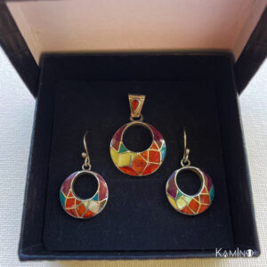 Pendentif seul, corail multicolore, argent 950