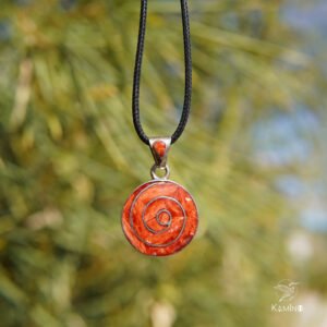 Pendentif pachamama corail orange, moyen