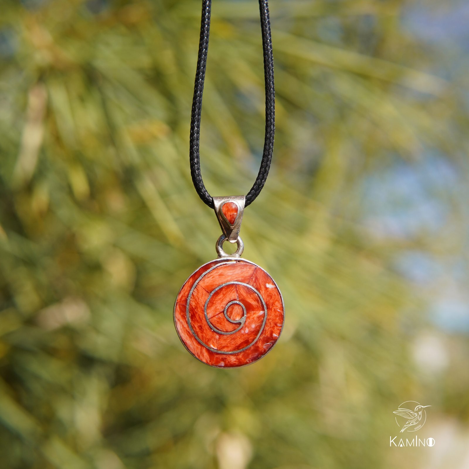 Pendentif pachamama corail orange, moyen