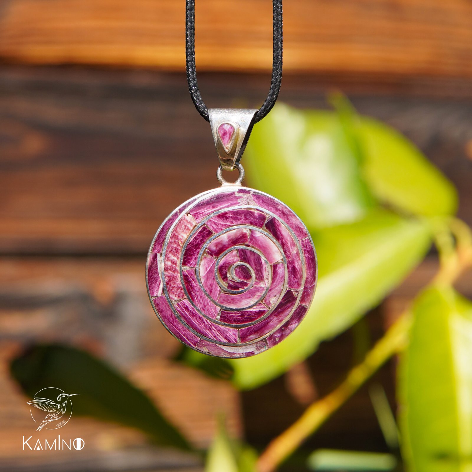 Pendentif Pachamama pourpre grand format